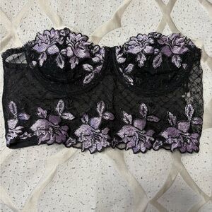 Floral Lace Bustier in Black and Purple